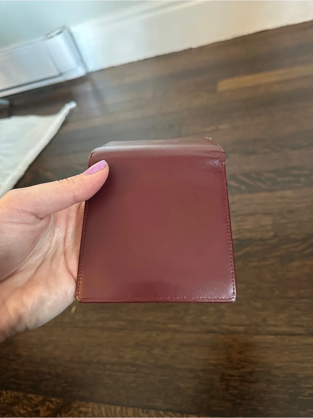 Cartier Burgundy Leather Billfold with Gold Corner Details